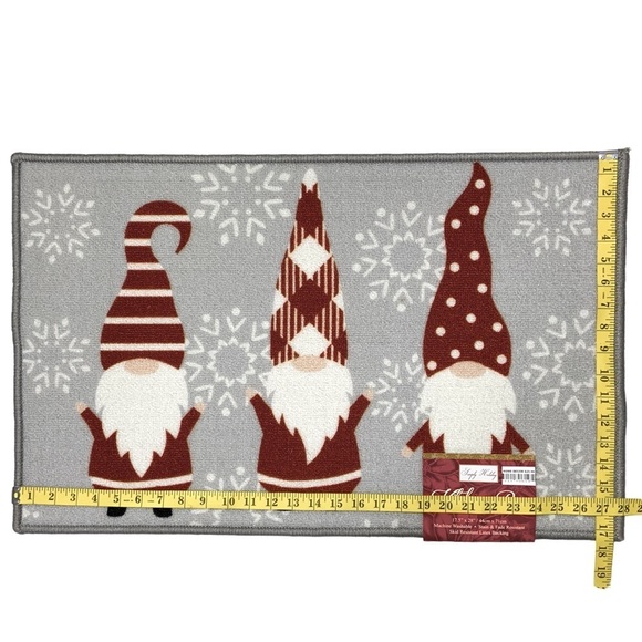 Gnome Snowflake Rug Simply Holiday Christmas Winter Unique Decor Accent Red Gray - Picture 8 of 16